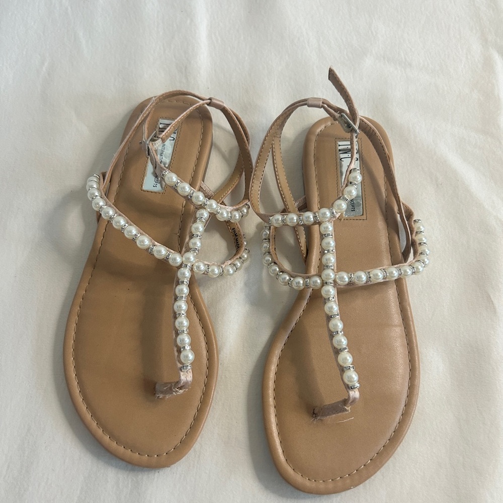 I.N.C International Concepts Clothing Pearl Studded Sandals Size 6.5